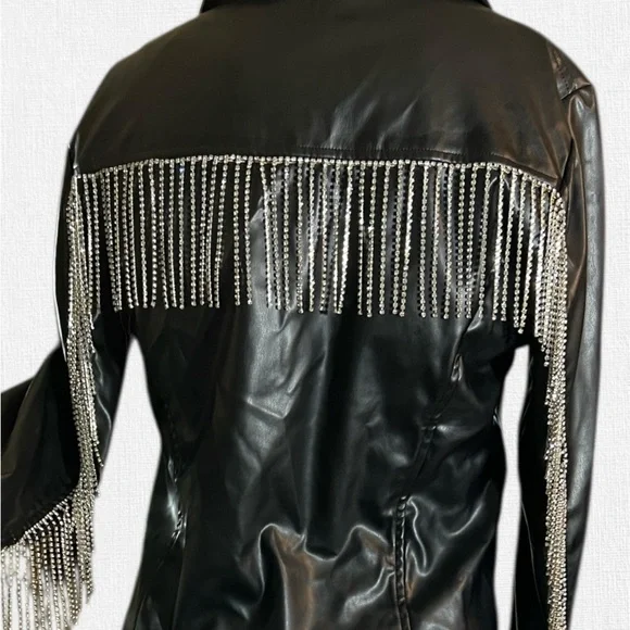 Sleek Black Leather Moto Jacket - Picture 15 of 16